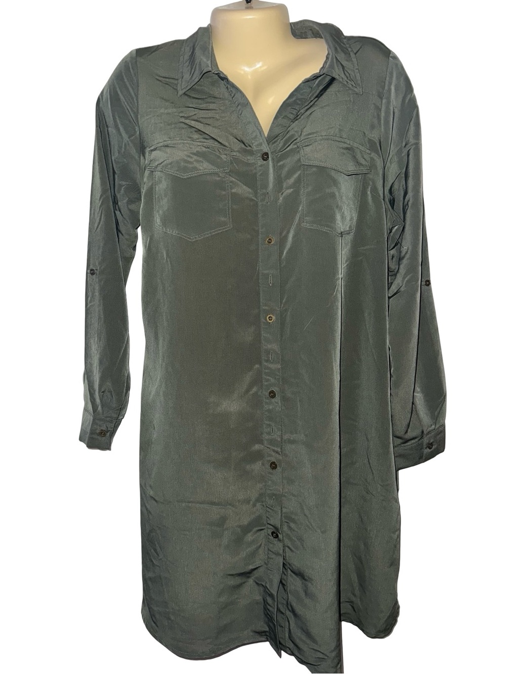 Motherhood Maternity Olive Green Utility Button-Up Dress